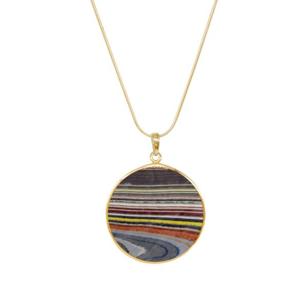 Yellow Gold Fordite Tree of Life Pendant