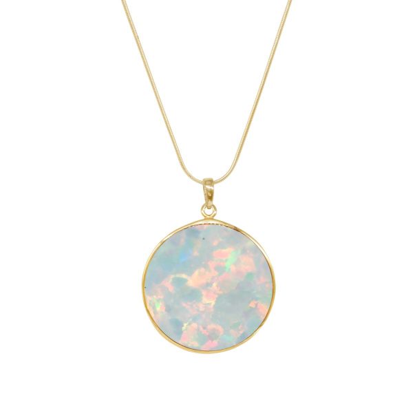 Yellow Gold Opalite Sun Ice Tree of Life Pendant