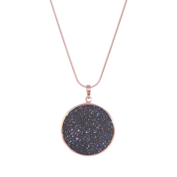 Rose Gold Blue Goldstone Tree of Life Pendant