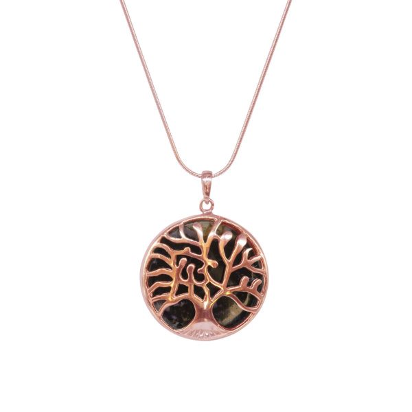 Rose Gold Blue John Tree of Life Pendant