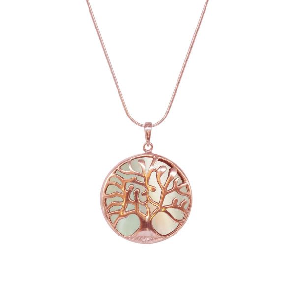 Rose Gold Mother of Pearl Tree of Life Pendant