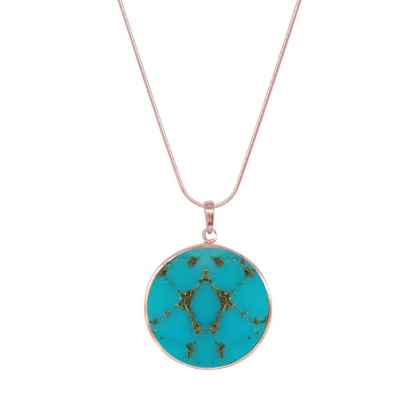 Rose Gold Turquoise Tree of Life Pendant