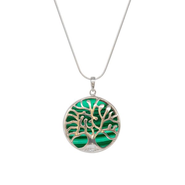 Silver Malachite Tree of Life Pendant