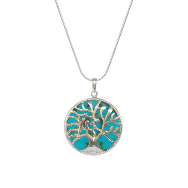 Silver Turquoise Tree of Life Pendant