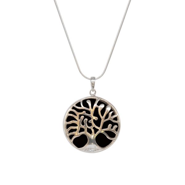Silver Whitby Jet Tree of Life Pendant
