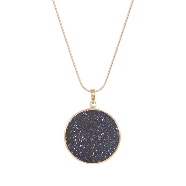 Yellow Gold Blue Goldstone Tree of Life Pendant