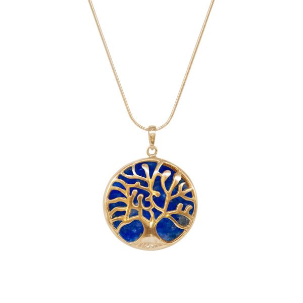 Yellow Gold Lapis Tree of Life Pendant