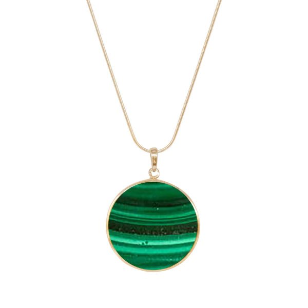 Yellow Gold Malachite Tree of Life Pendant