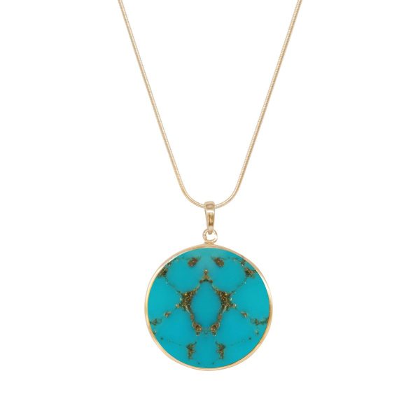 Yellow Gold Turquoise Tree of Life Pendant