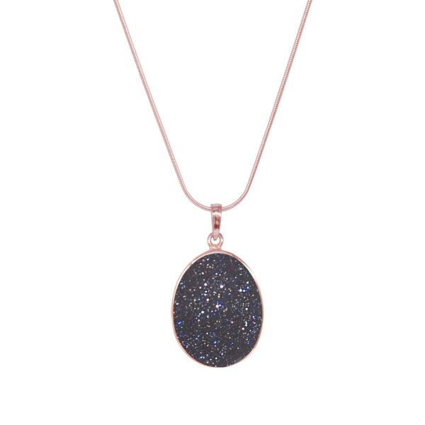 Rose Gold Blue Goldstone Tree of Life Pendant