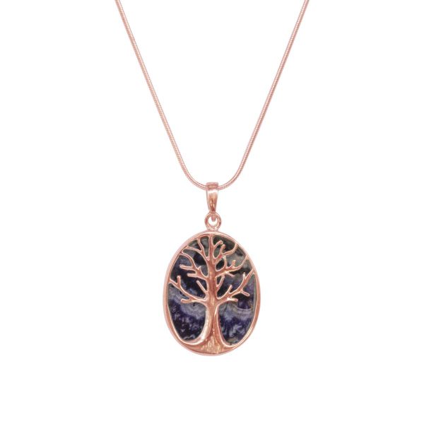 Rose Gold Blue John Tree of Life Pendant