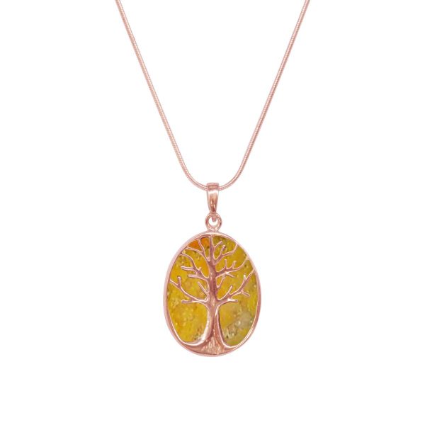 Rose Gold Bumblebee Jasper Tree of Life Pendant