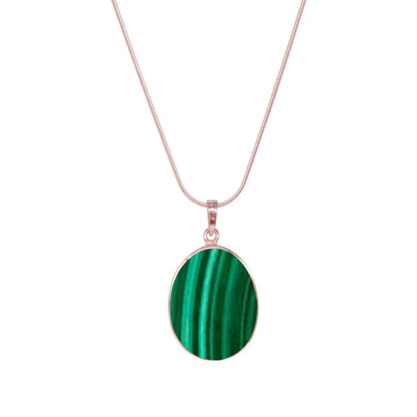 Rose Gold Malachite Tree of Life Pendant