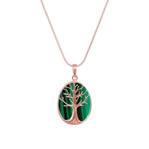 Rose Gold Malachite Tree of Life Pendant