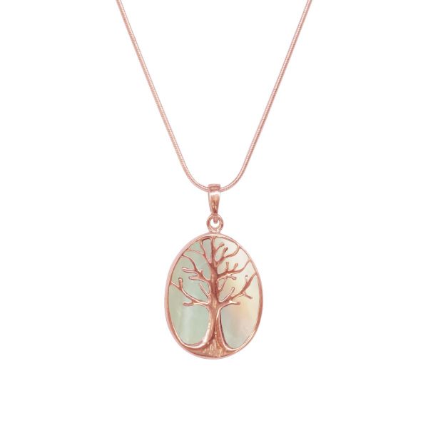 Rose Gold Mother of Pearl Tree of Life Pendant