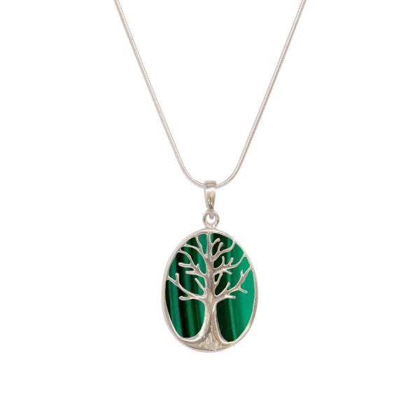 Silver Malachite Tree of Life Pendant