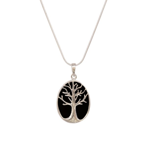 Silver Whitby Jet Tree of Life Pendant