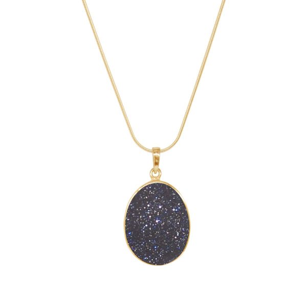 Yellow Gold Blue Goldstone Tree of Life Pendant