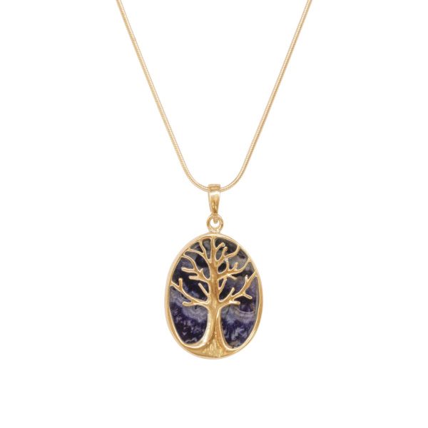 Yellow Gold Blue John Tree of Life Pendant