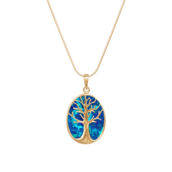 Yellow Gold Cobalt Blue Tree of Life Pendant