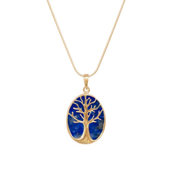 Yellow Gold Lapis Tree of Life Pendant