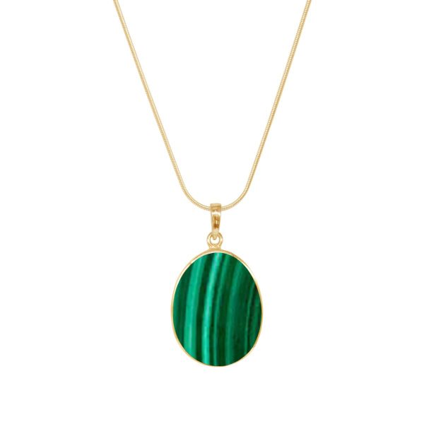 Yellow Gold Malachite Tree of Life Pendant