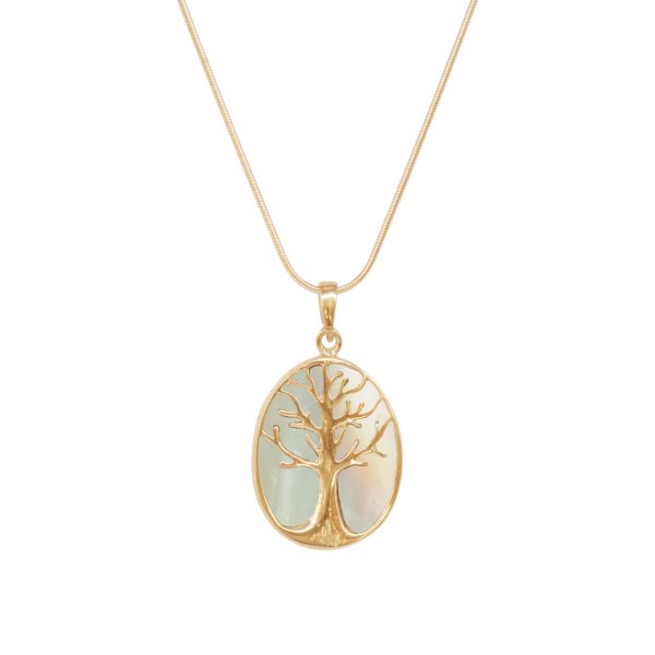 Yellow Gold Mother of Pearl Tree of Life Pendant