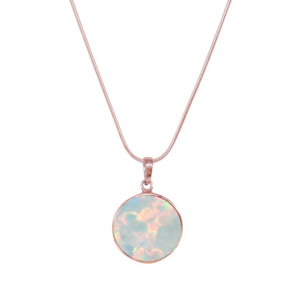 Rose Gold Opalite Sun Ice Round Butterfly Pendant