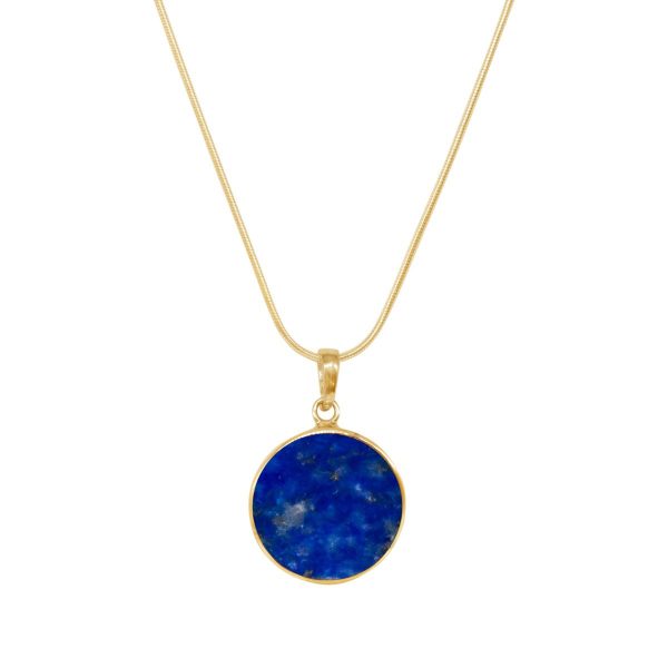 Yellow Gold Lapis Round Butterfly Pendant