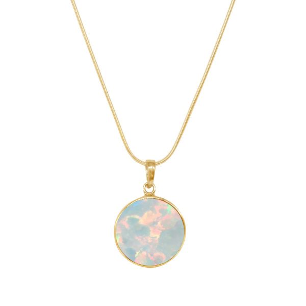 Yellow Gold Opalite Sun Ice Round Butterfly Pendant