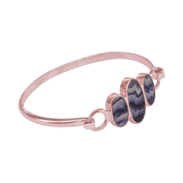 Rose Gold Blue John Three Stone Bangle