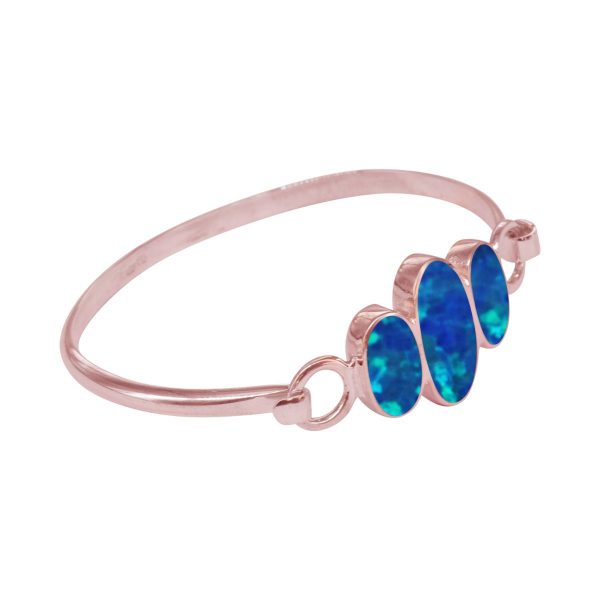 Rose Gold Opalite Cobalt Blue Three Stone Bangle