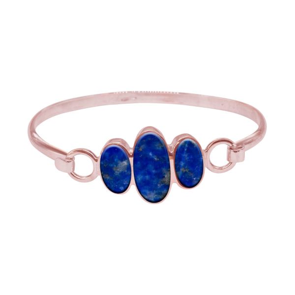 Rose Gold Lapis Three Stone Bangle