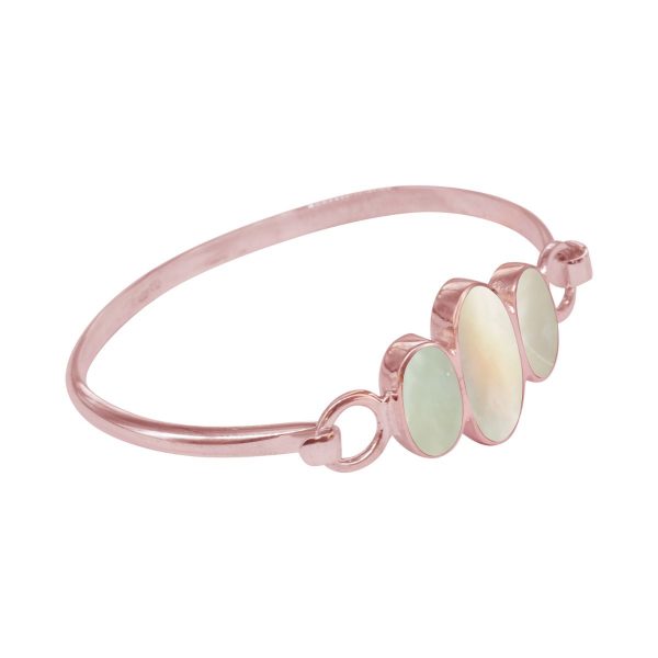 Rose Gold Mother of Pearl Three Stone Bangle