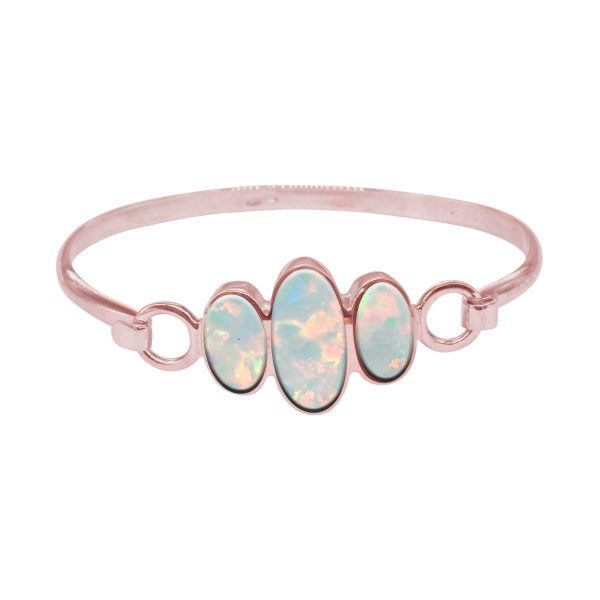 Rose Gold Opalite Sun Ice Three Stone Bangle