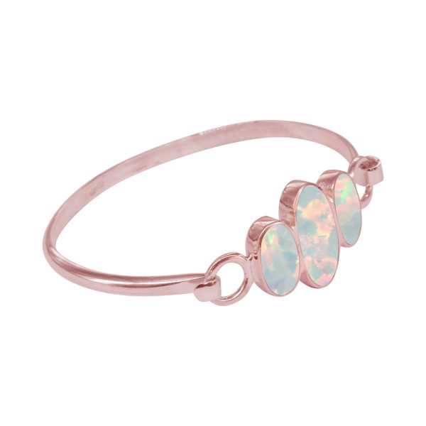 Rose Gold Opalite Sun Ice Three Stone Bangle