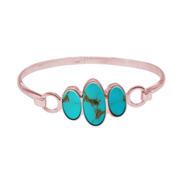 Rose Gold Turquoise Three Stone Bangle