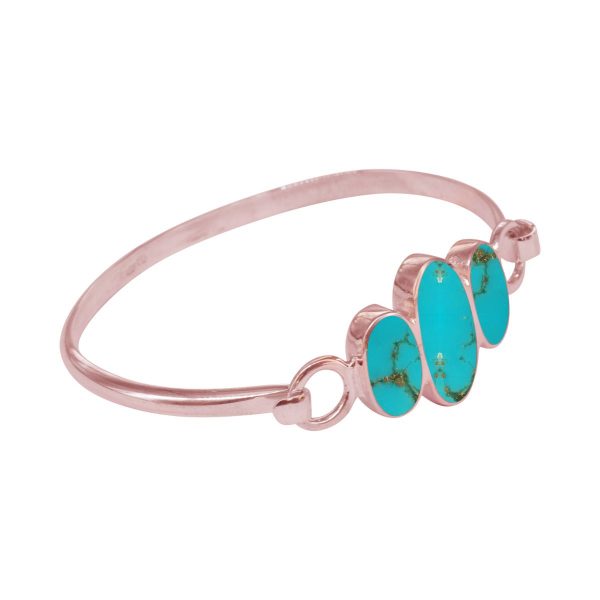 Rose Gold Turquoise Three Stone Bangle