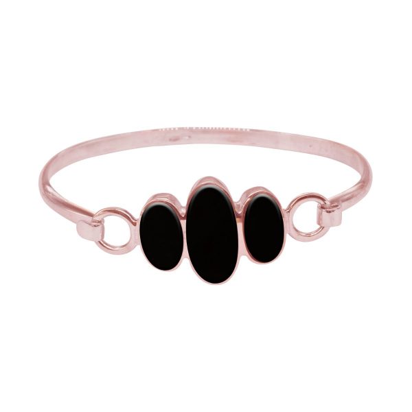 Rose Gold Whitby Jet Three Stone Bangle