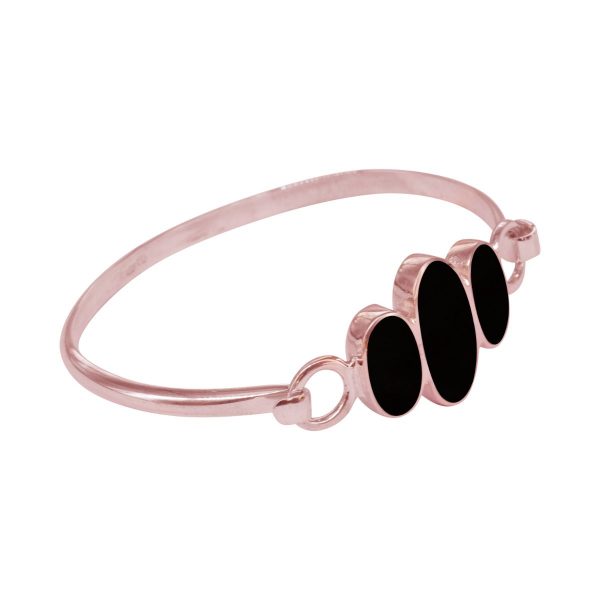 Rose Gold Whitby Jet Three Stone Bangle