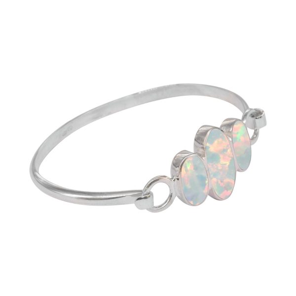 Silver Opalite Sun Ice Three Stone Bangle