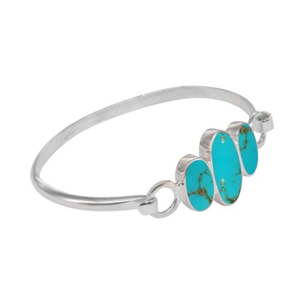 Silver Turquoise Three Stone Bangle