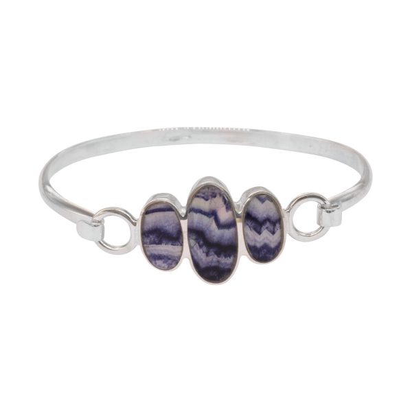 White Gold Blue John Three Stone Bangle