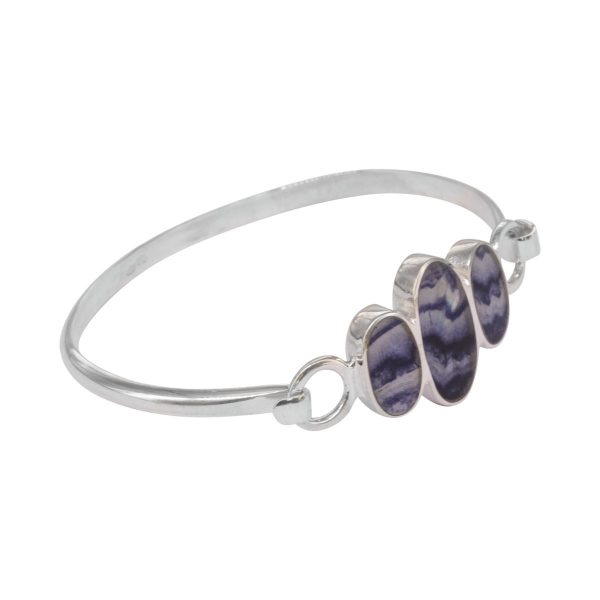 White Gold Blue John Three Stone Bangle