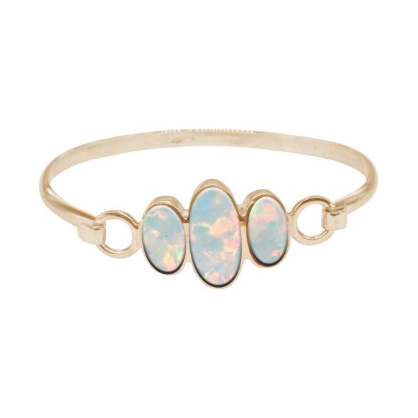 Yellow Gold Opalite Sun Ice Three Stone Bangle