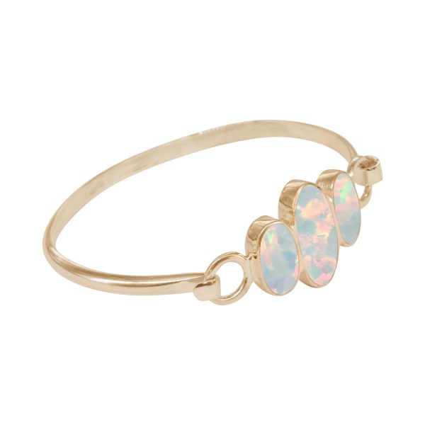 Yellow Gold Opalite Sun Ice Three Stone Bangle