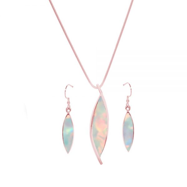 Rose Gold Opalite Sun Ice Pendant and Earring Set