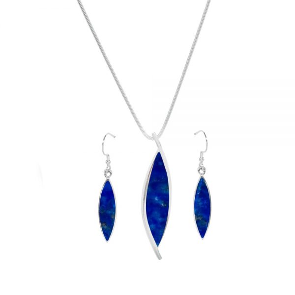 Silver Lapis Pendant and Earring Set