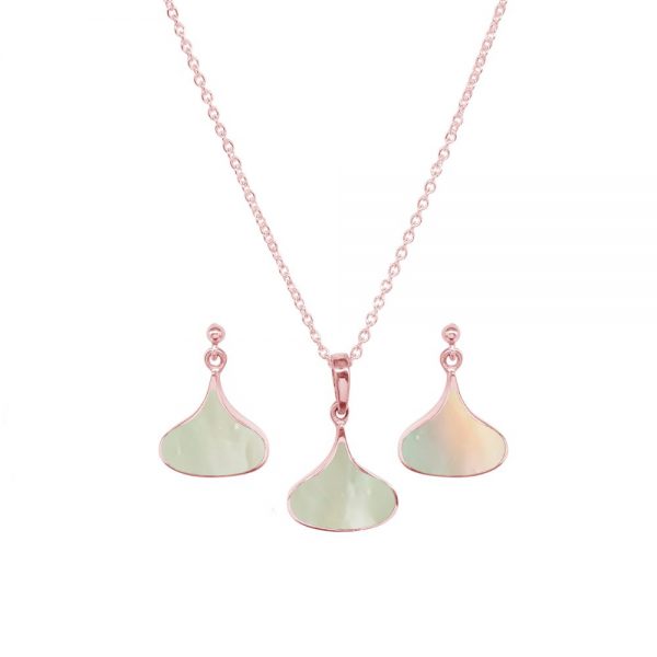 Rose Gold Mother of Pearl Pendant and Earring Set