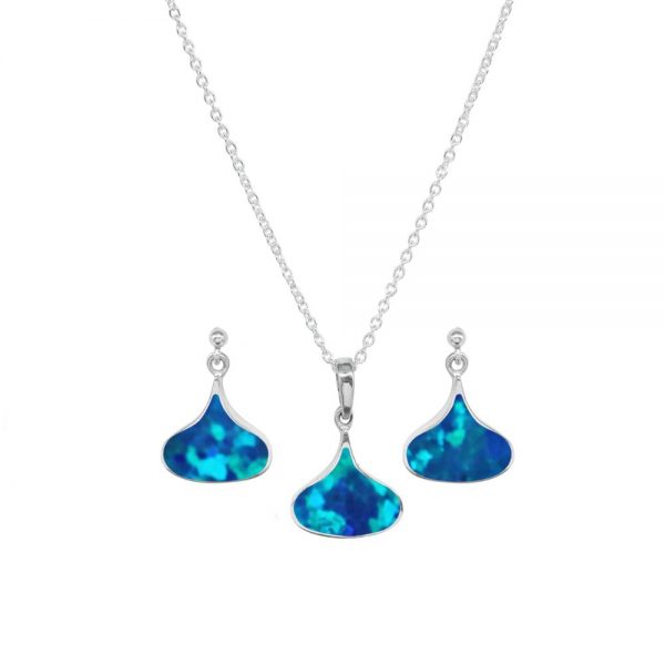 Silver Opalite Cobalt Blue Pendant and Earring Set